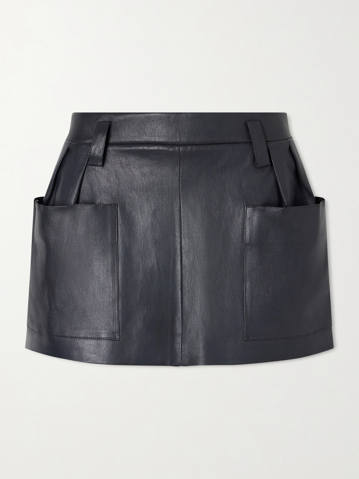 STOULS - Anastasia Pleated Leather Mini Skirt - Black | NET-A-PORTER (US)