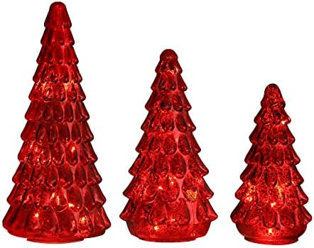 3PCS Christmas Ornaments Tree Set, Tower Shaped Glass Xmas Tree, Mercury Glass Tabletop Christmas... | Amazon (US)