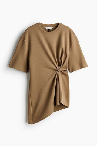 H & M - Draped-Detail Asymmetric Top - Taupe | H&M (US + CA)