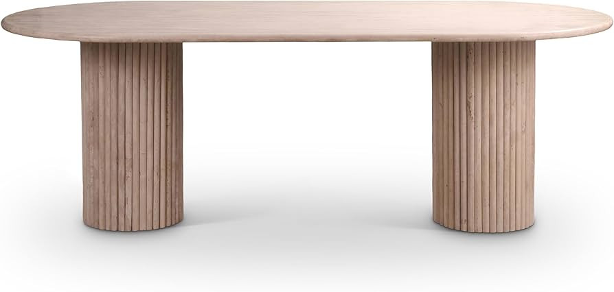 Meridian Furniture Messina Collection Art Deco Travertine Dining Table, Fluted Travertine Bases, ... | Amazon (US)