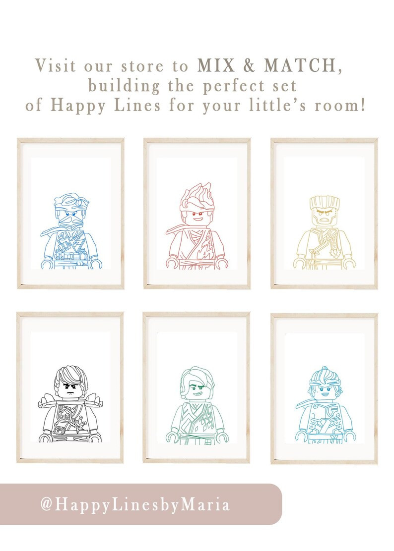 Ninja Building Block Toy Print | Kids Line Art| Playroom Art| Boy Room Decor| Minimalist Nursery ... | Etsy (US)