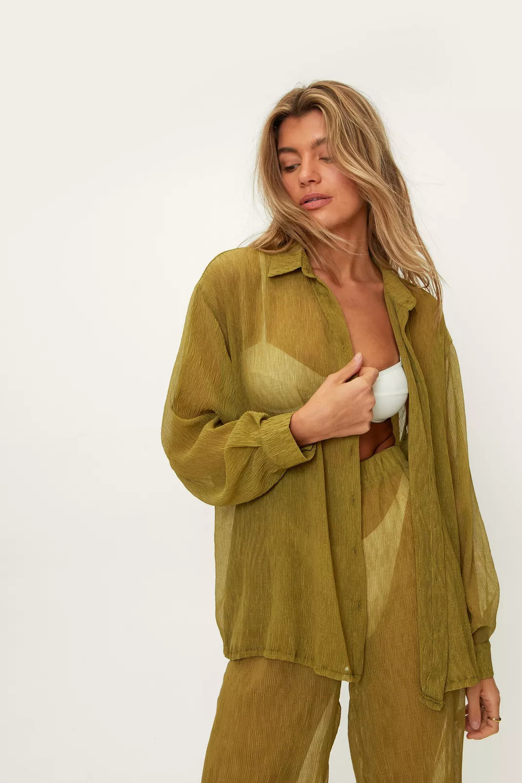 Plisse Oversized Beach Shirt | Nasty Gal US