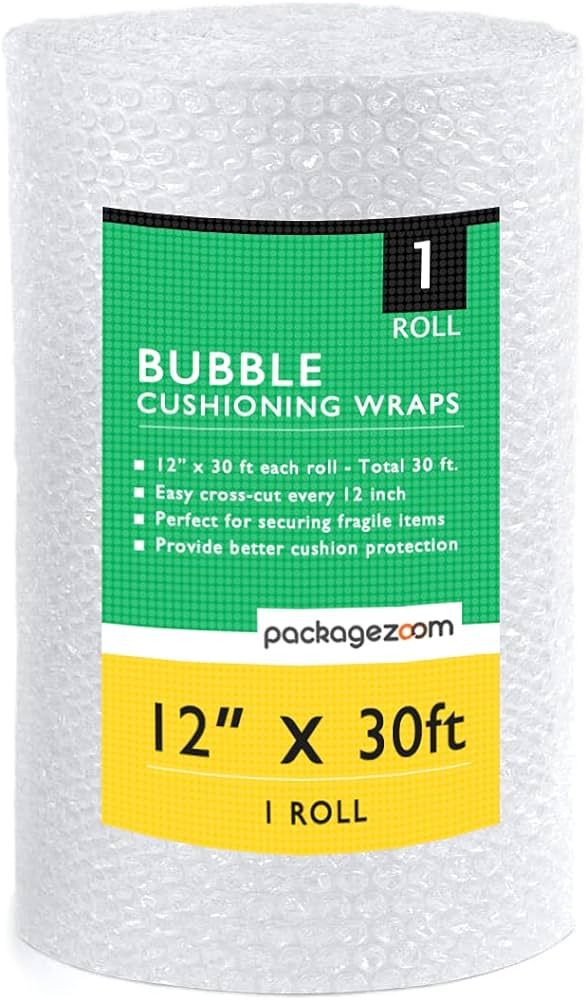 PackageZoom 1 Pack 12 inch x 30 ft. Bubble Cushioning Wrap Shipping Packing Moving Supplies Perfo... | Amazon (US)