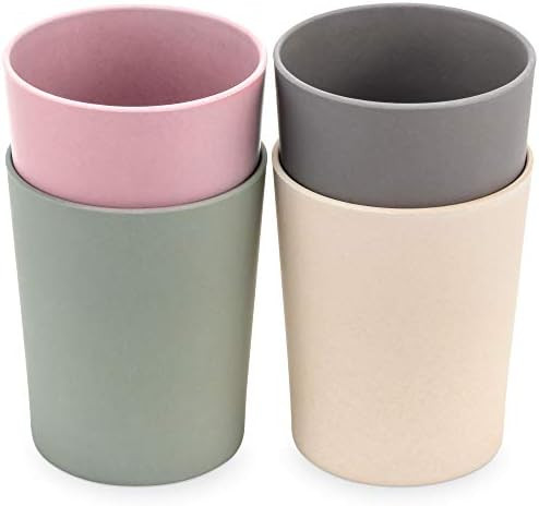WeeSprout Bamboo Toddler Cups - 4 pc Set (10 fl oz), Organic & Non-Plastic Cup Pack for Toddlers, Bi | Amazon (US)