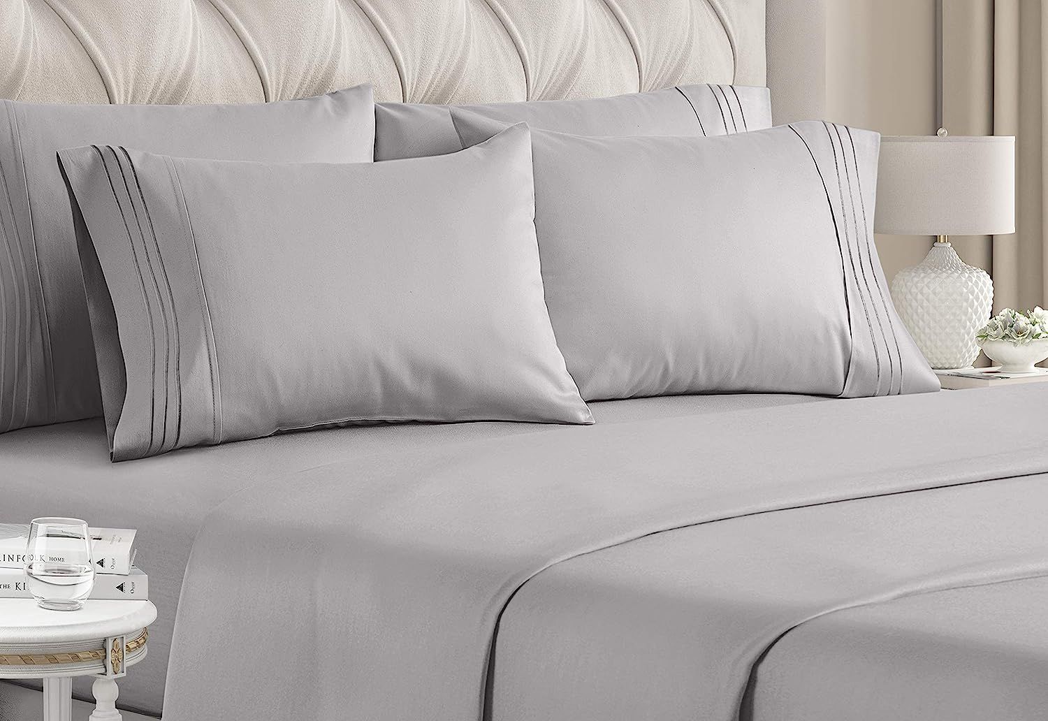 CGK Unlimited Microfiber Breathable/Deep Pocket/Soft, 1800 Thread Count, Solid 6-Piece Bed Sheet ... | Amazon (US)