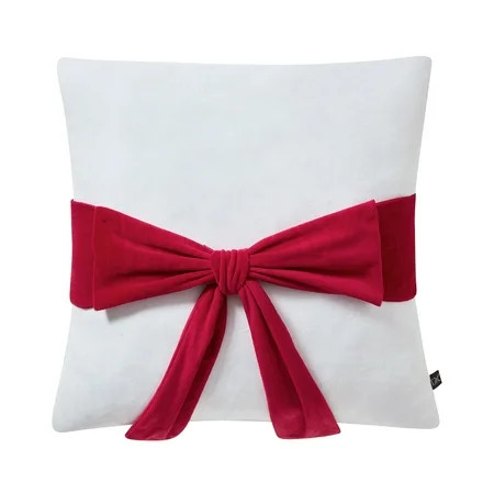 My Texas House 20" x 20" White/Red Velvet Bow Decorative Pillow | Walmart (US)