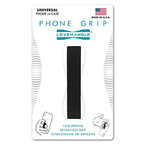 LOVEHANDLE Universal Phone Grip for Most Smartphones, Mini Tablets and Cases, Black Elastic Strap with White Base, LH-01White | Amazon (US)