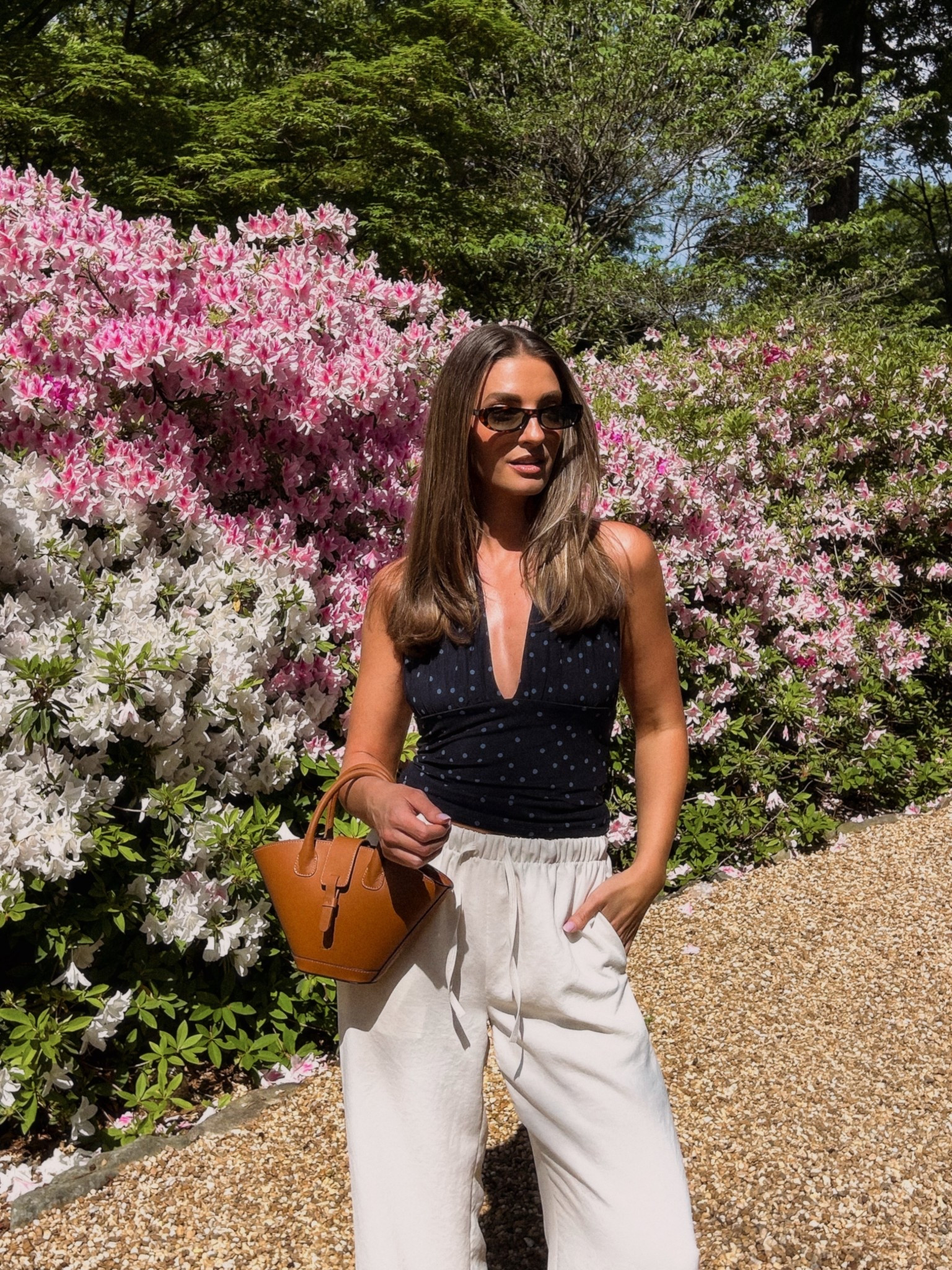 The perfect spring outfit !! Could also wear as a date night outfit. Pants are so versatile, wearing a size small. 