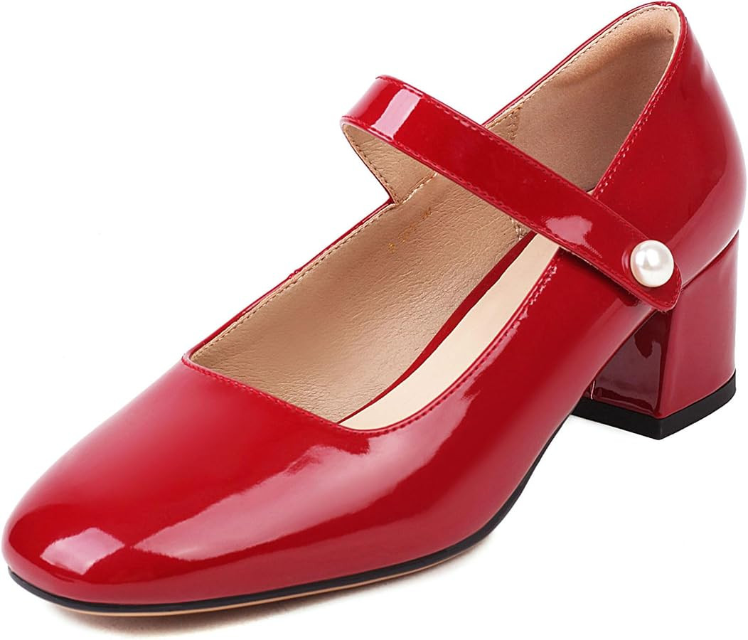 Naiyee Mary Jane Shoes Women Chunky Heel Ankle Strap Dress Shoes for Women Low Heels Close Rounde... | Amazon (US)