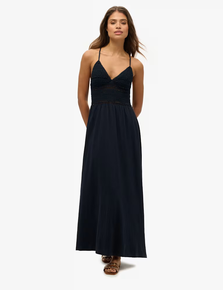 Jersey Lace V-Neck Maxi Waisted Dress | Marks & Spencer (UK)