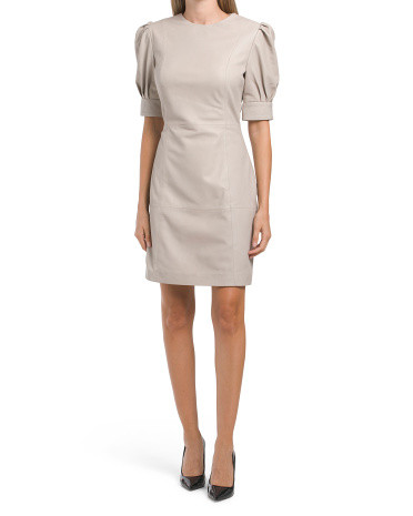 Leather Puff Sleeve Sheath Dress | Casual Dresses  | Marshalls | Marshalls