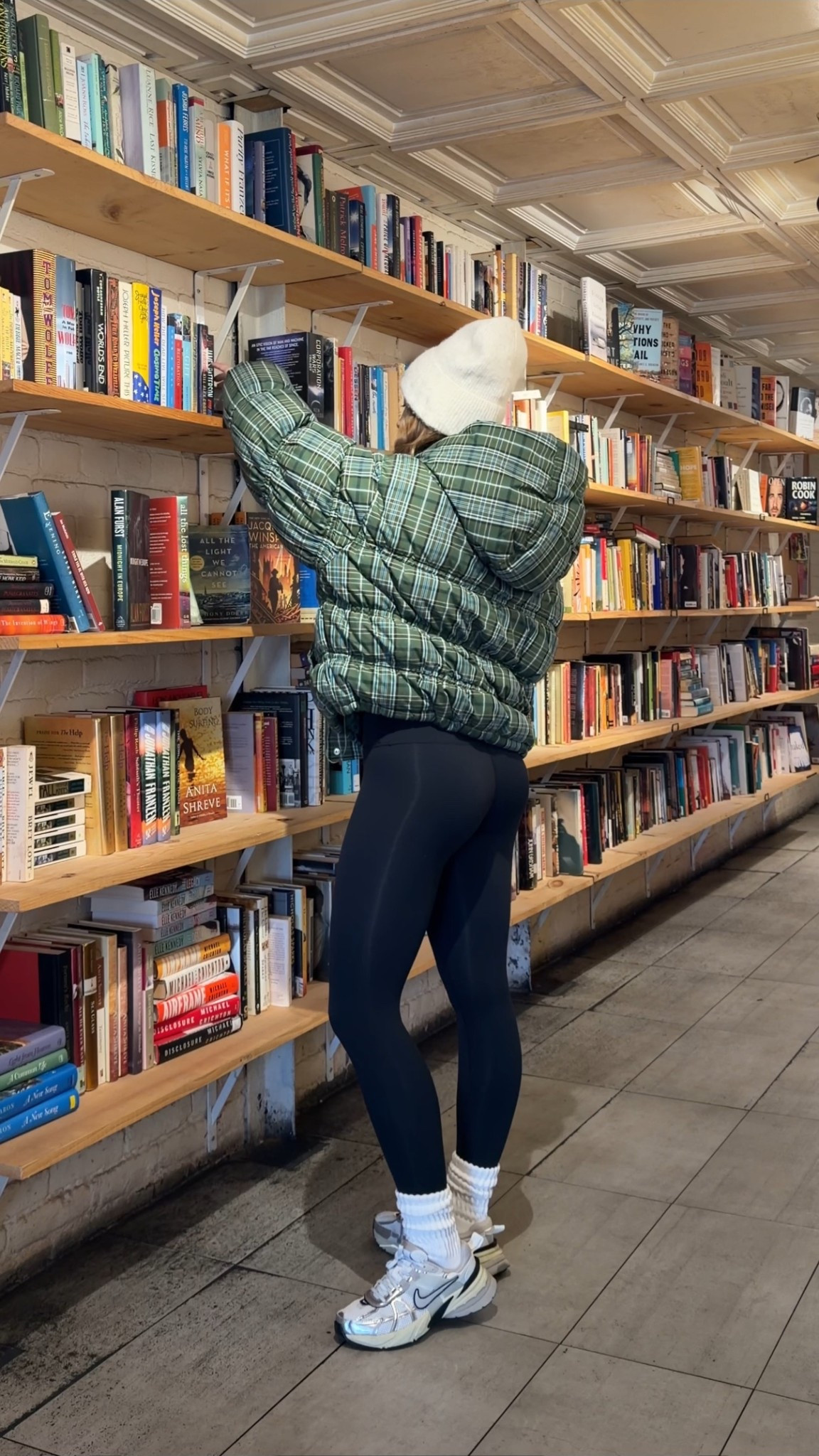11/30/25 Sharing my cozy coffee shop outfit today and linking all the details. Wearing my Abercrombie knit beanie hat, my favorite Free People plaid green puffer jacket (wearing an XS — it runs pretty oversized), my Set Active black leggings (XS), my Aritzia slouchy socks, and my Nike sneakers that are truly my most comfortable pair. Cozy, warm, and perfect for a slow morning at the coffee shop.

#LTKootd #LTKCyberWeek #LTKGiftGuide
