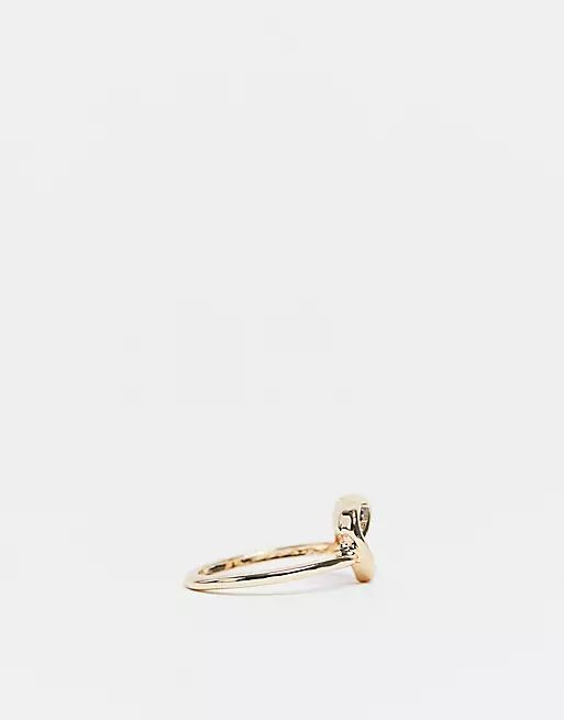 Pieces heart knot ring in gold | ASOS (Global)