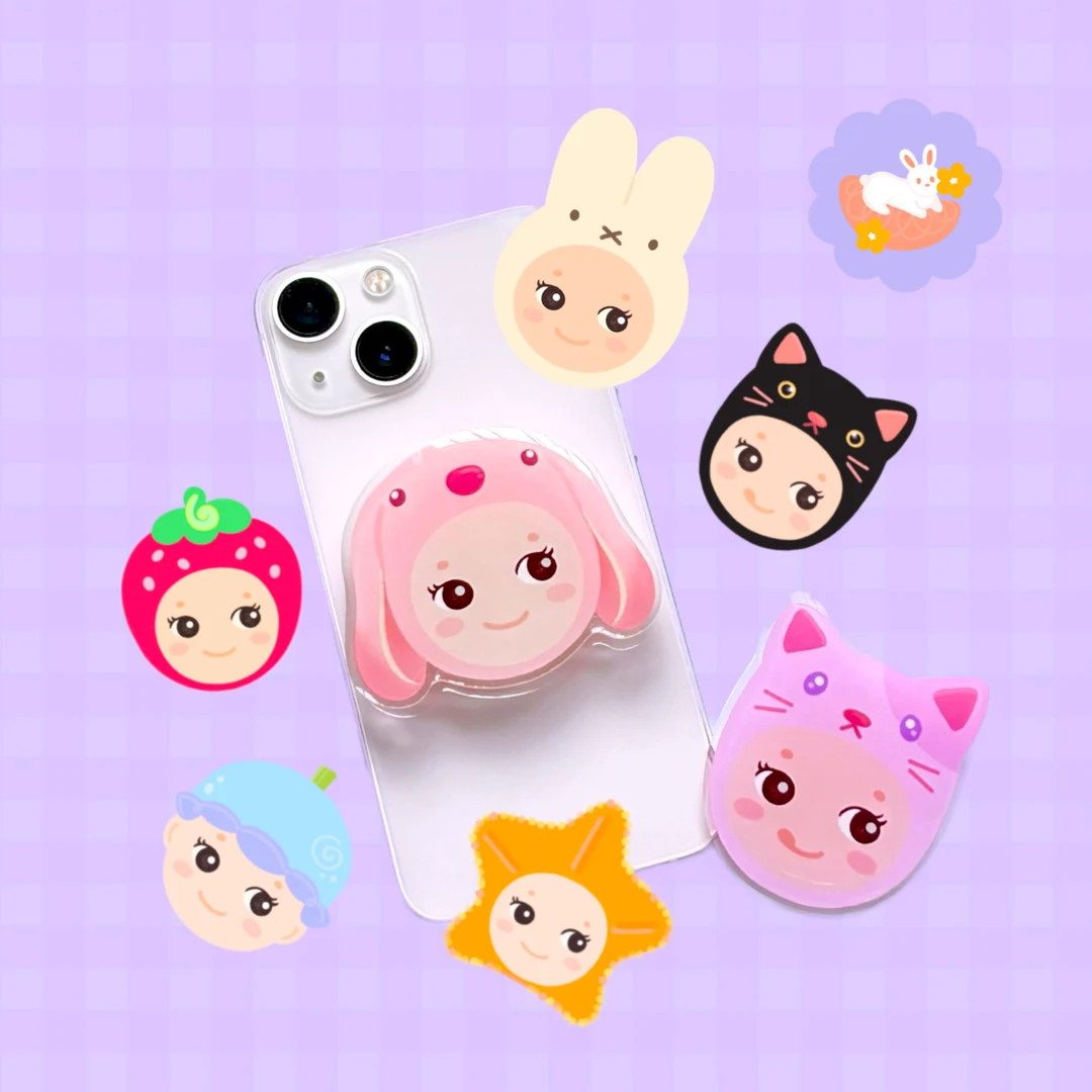 Acrylic Griptoks Lop Ear, Strawberry, Brian, Cat Angels Pomelo Paints Co. - Etsy | Etsy (US)