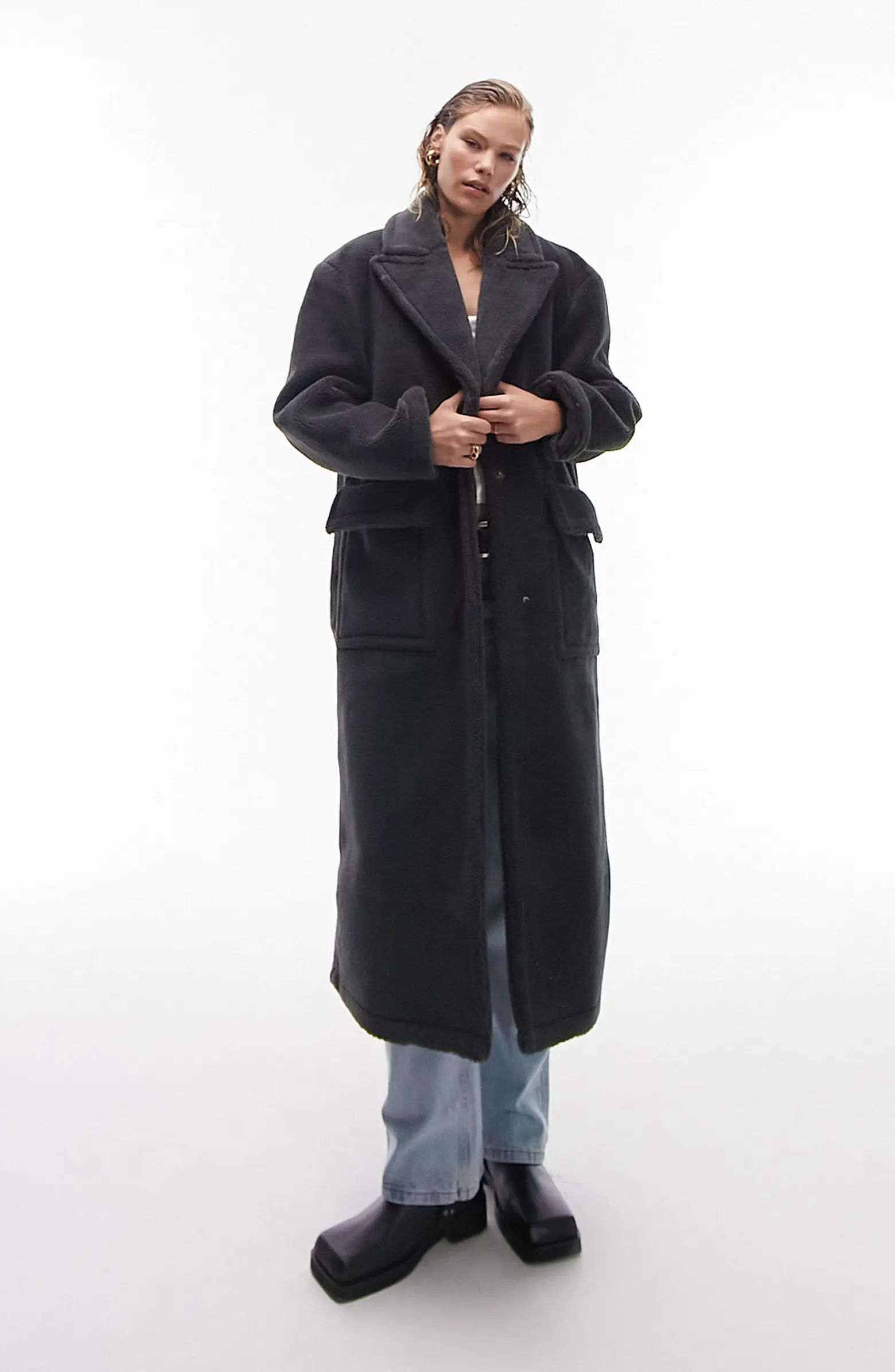 High Pile Fleece Longline Coat | Nordstrom