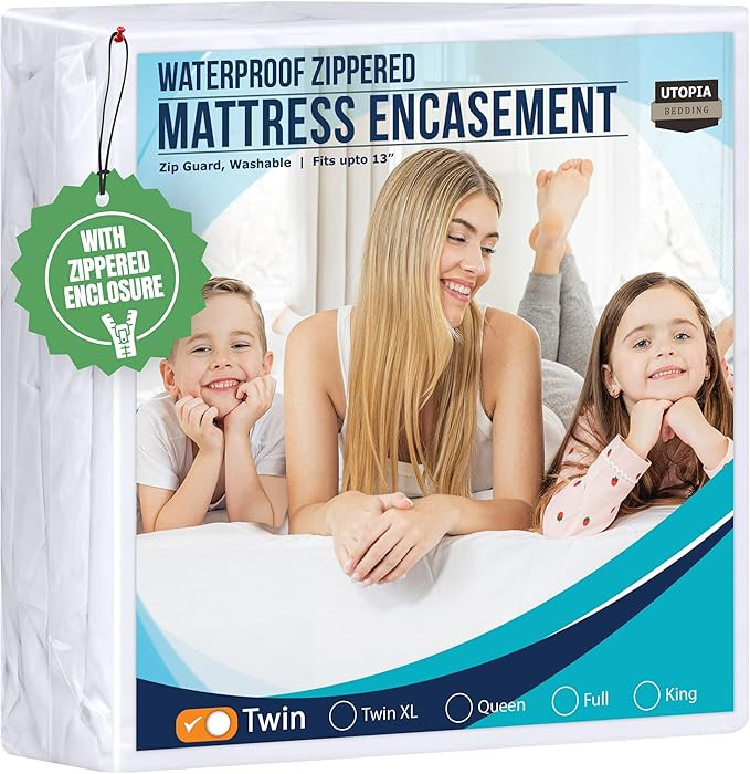 Twin Size Mattress Protector Zippered, 100% Waterproof Bed Bug and Dust Mite Proof Mattress Encas... | Amazon (US)