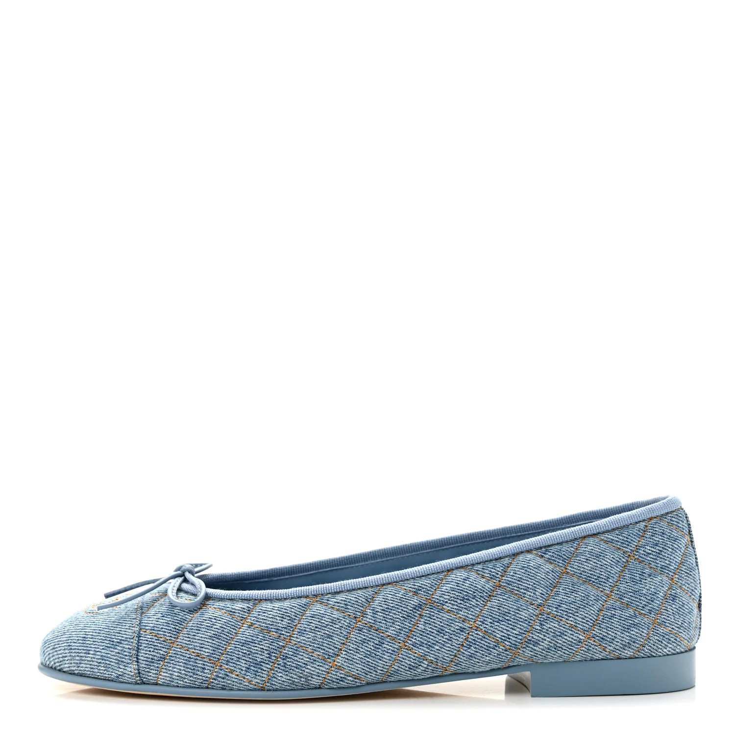 Chanel Denim Quilted CC Cap Toe Ballerina Flats 40 Light Blue 1967358 | FASHIONPHILE (US)