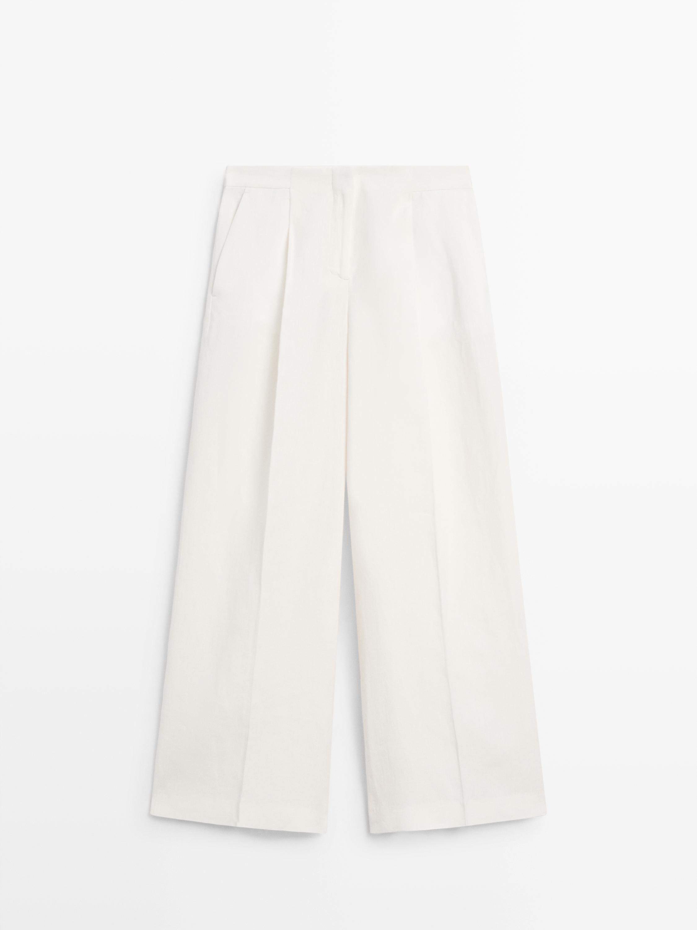 Flowing linen suit trousers | Massimo Dutti UK