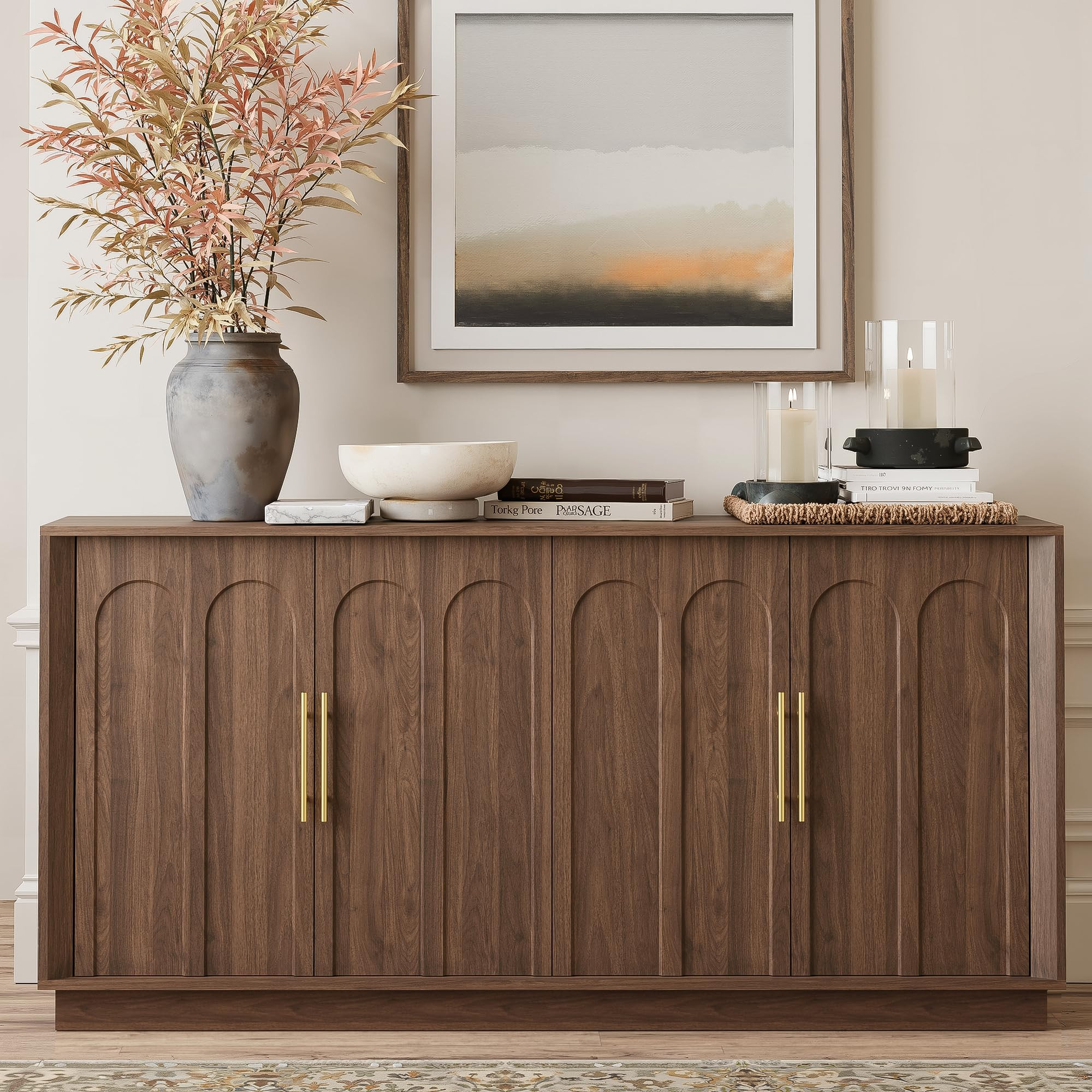 Amazon.com - FORTUNETEC Sideboard Buffet Cabinet with Storage, Mid Century Modern Accent Cabinet ... | Amazon (US)