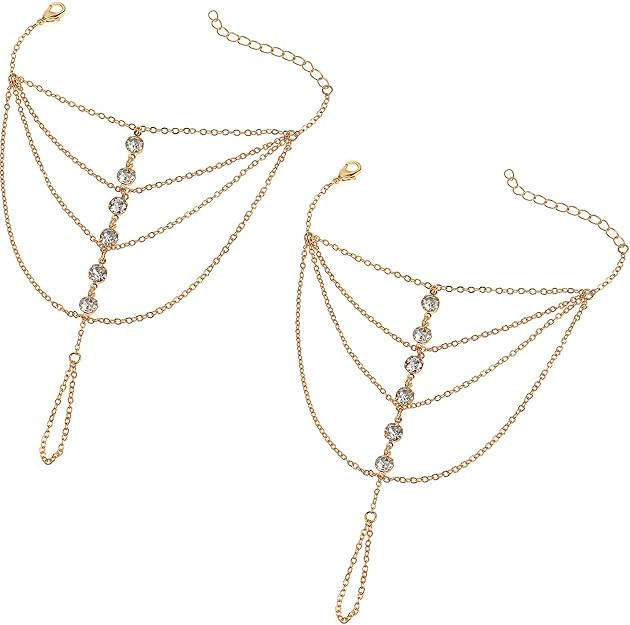 Suyi Finger Ring Bracelet Hand Harness Chain Bracelet Rhinestone Gifts for Women | Amazon (US)