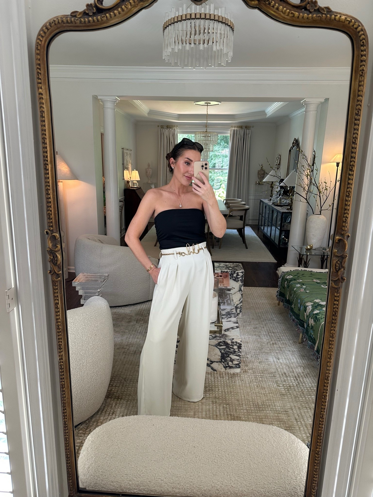 The perfect affordable wide leg trousers that are actually long enough! (I’m 5’7”)
Pants M tall (I’m a 4/27)
The best tube top medium

#LTKootd