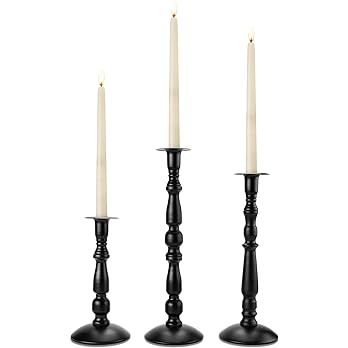 Candle Stick Candle Holder, Image 3 Pcs Black Matte Taper Candle Holder, Rust-Proof, Non-Slip, Me... | Amazon (US)