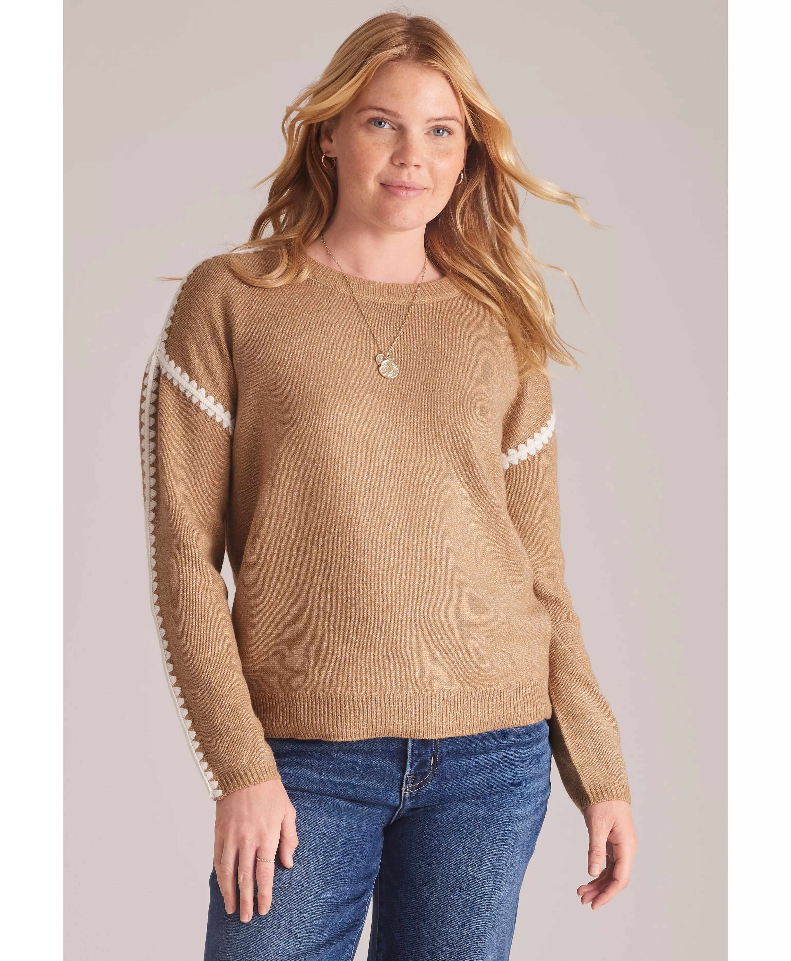 Contrast Stitch Sleeve Sweater | maurices | Maurices