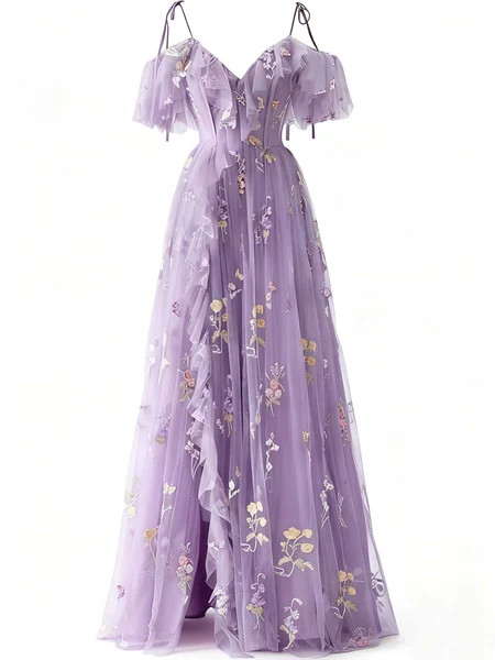 1970s Slip Floral Embroidered Mesh Slit Dress | Retro Stage