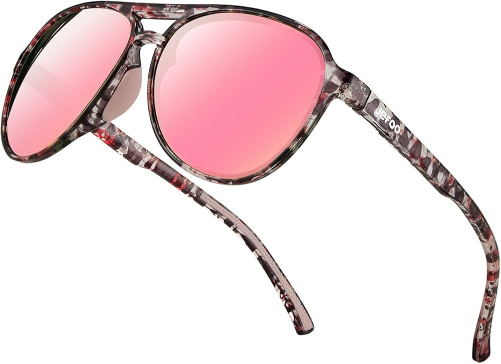 Jefoo Polarized Aviator Sunglasses for Women Men Retro Trendy Sports Sunglasses for Outdoor UV400... | Amazon (US)