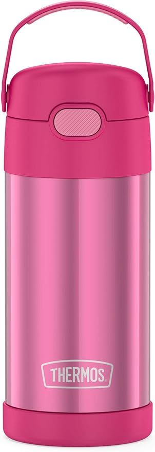 THERMOS FUNTAINER 12 Ounce Stainless Steel Vacuum Insulated Kids Straw Bottle, Pink | Amazon (US)