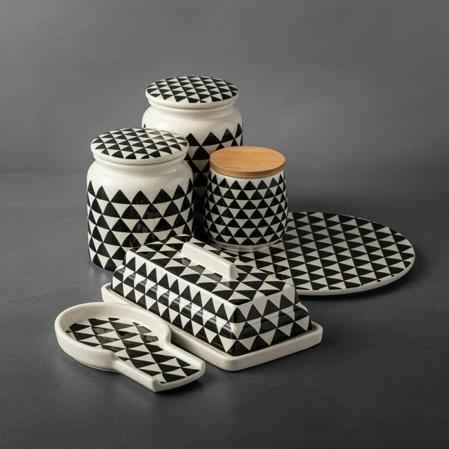 Thyme & Table 10 Piece Ceramic Kitchen Organization Canister Set, Medallion | Walmart (US)