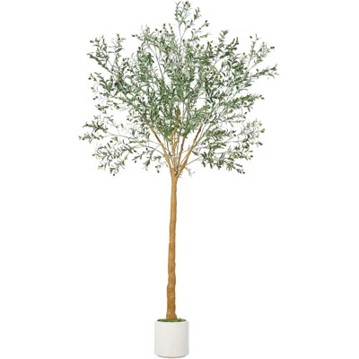 10FT Artificial Olive Tree - Realistic Faux Silk Tree with Wood Trunk & Fruits, Indoor Outdoor Fake Plant | Wayfair North America