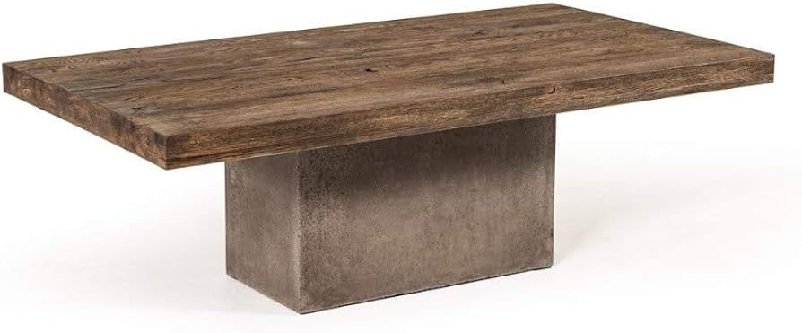 Benjara, Brown and Gray Benzara Wooden Top Coffee Table with Concrete Base | Amazon (US)