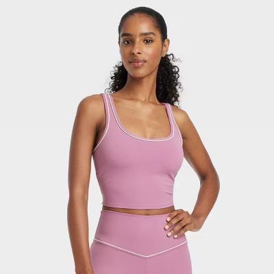 Women's Tipped Cropped Sports Bra - JoyLab™ Mauve XL | Target