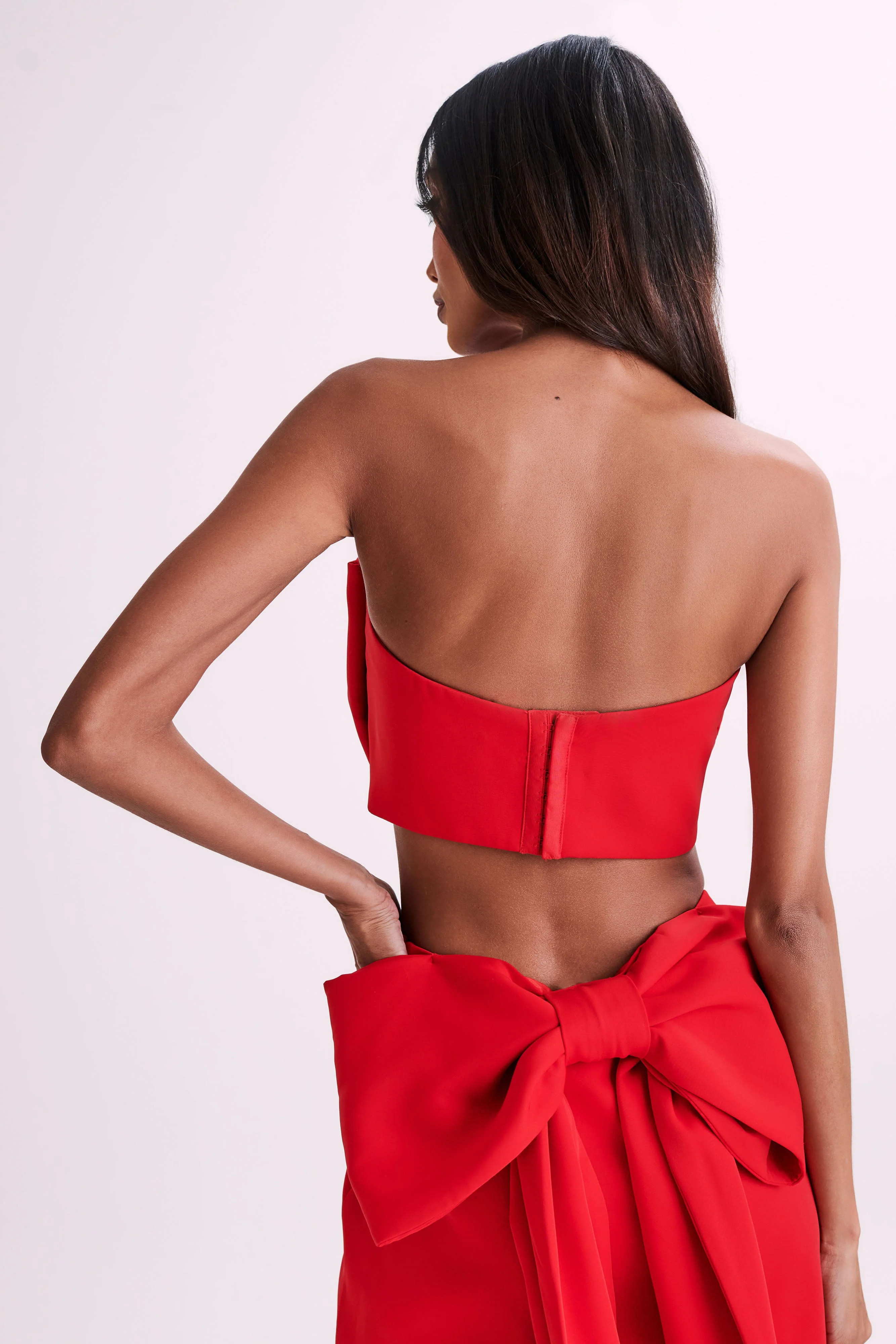 Katie Bow Crop Top - Red | MESHKI US