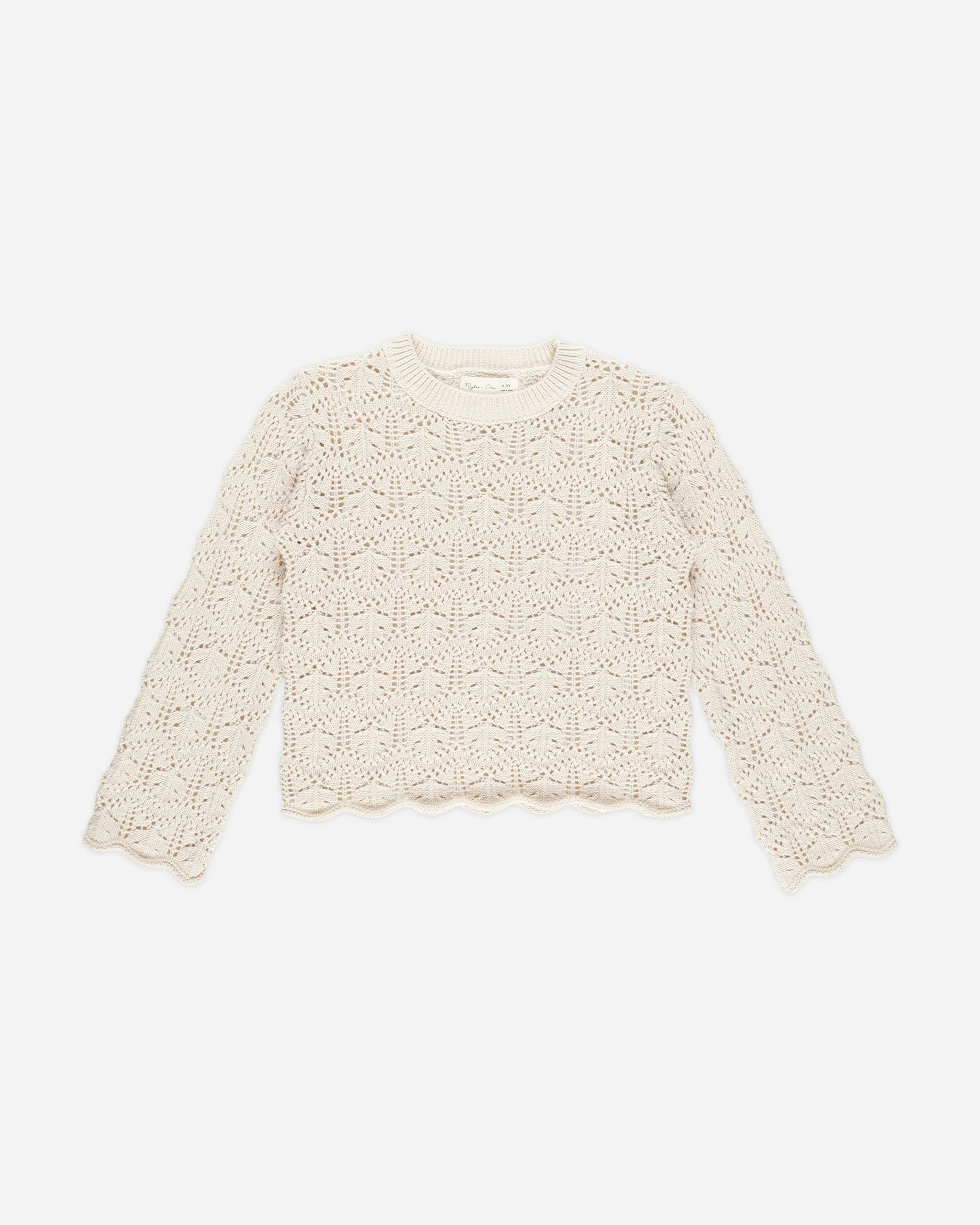 Crochet Knit Pullover || Natural | Rylee + Cru