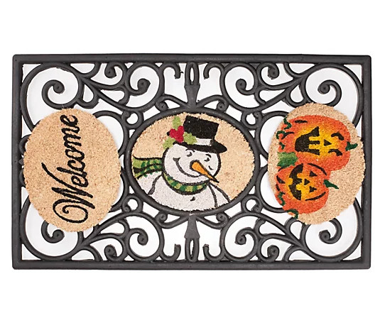 Seasonal Interchangeable Doormat with Rubber Base | QVC