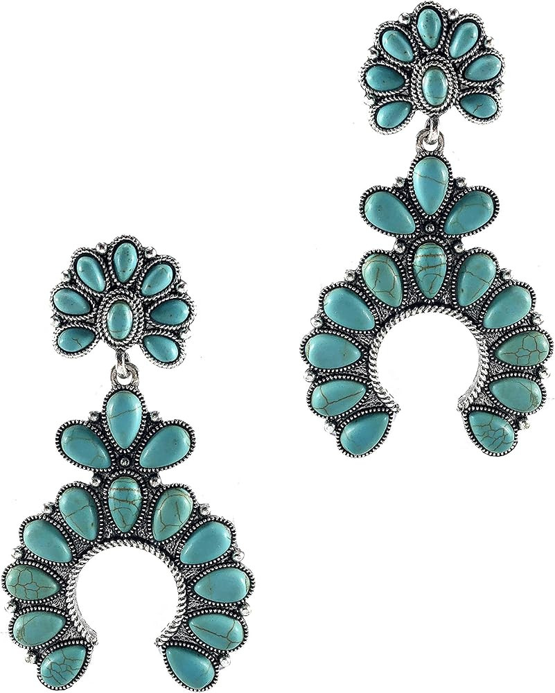 Turquoise Fanwise Delicate Dangle Metal Earring | Amazon (US)