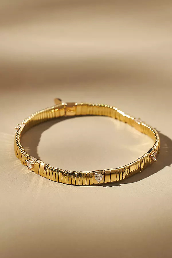 Gold-Plated Beaded Chicklet Bracelet | Anthropologie (UK)