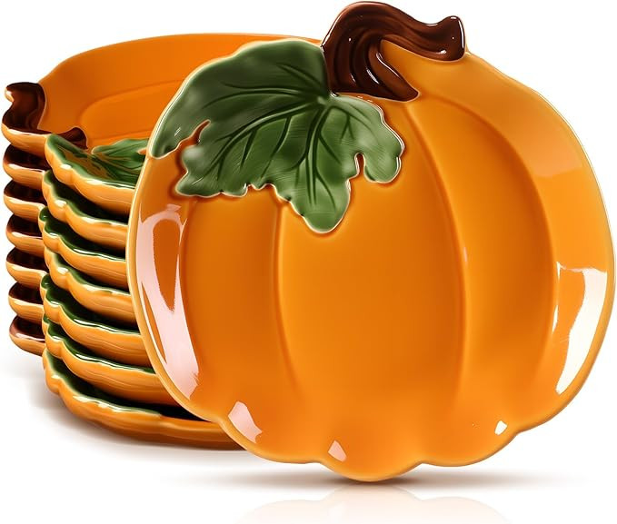 8 Pcs 5.91'' Ceramic Pumpkin Plates Thanksgiving Fall Candy Dishes Platters Harvest Serving Bowl ... | Amazon (US)