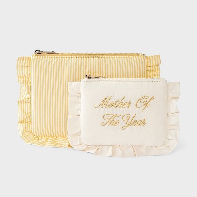 Mother's Day Striped Ruffle Pouch 2pc Set - A New Day™ Yellow | Target
