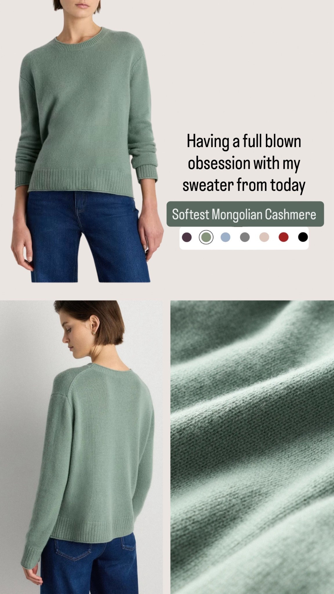 Mongolian cashmere boxy crew from Quince 
365 day free shipping and returns 
Wearing xs 


#LTKSaleAlert #LTKPetite #LTKootd