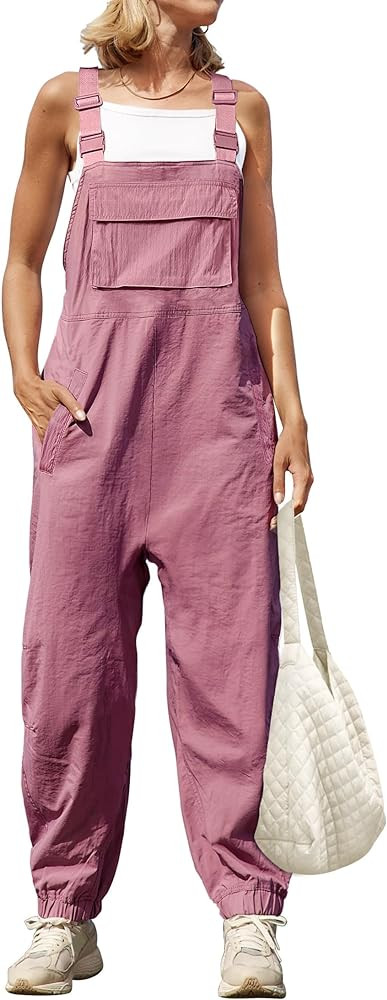 ZESICA Women's Sleeveless Overalls Jumpsuit Casual Loose Adjustable Straps Bib Long Pant Jumpsuit... | Amazon (US)