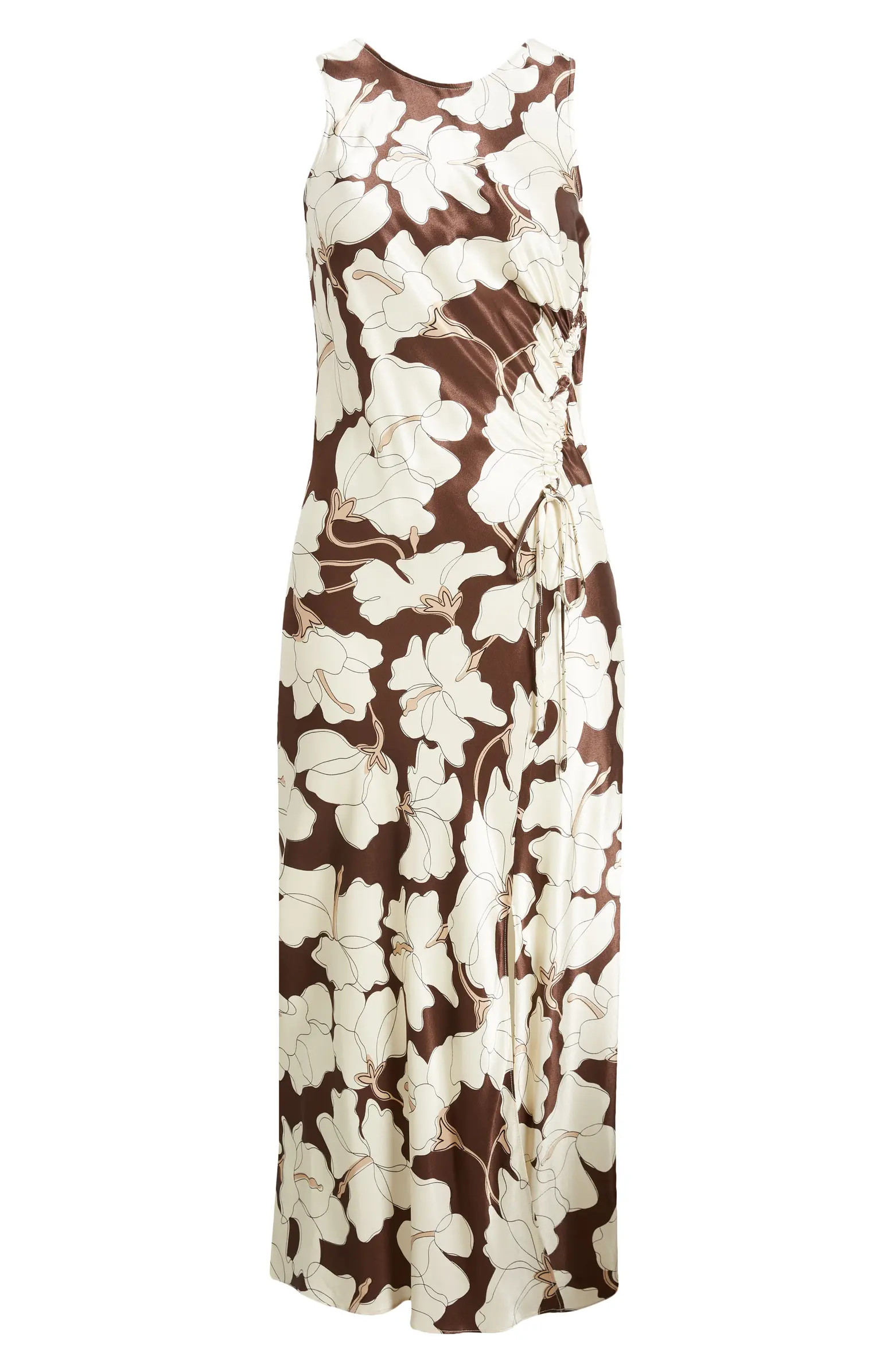 Rails Gabriella Floral Ruched Satin Midi Dress | Nordstrom | Nordstrom