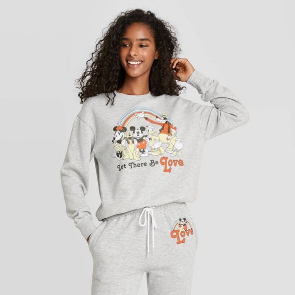 Women's Disney Mickey and Friends Love Sweatshirt - Heather Gray | Target