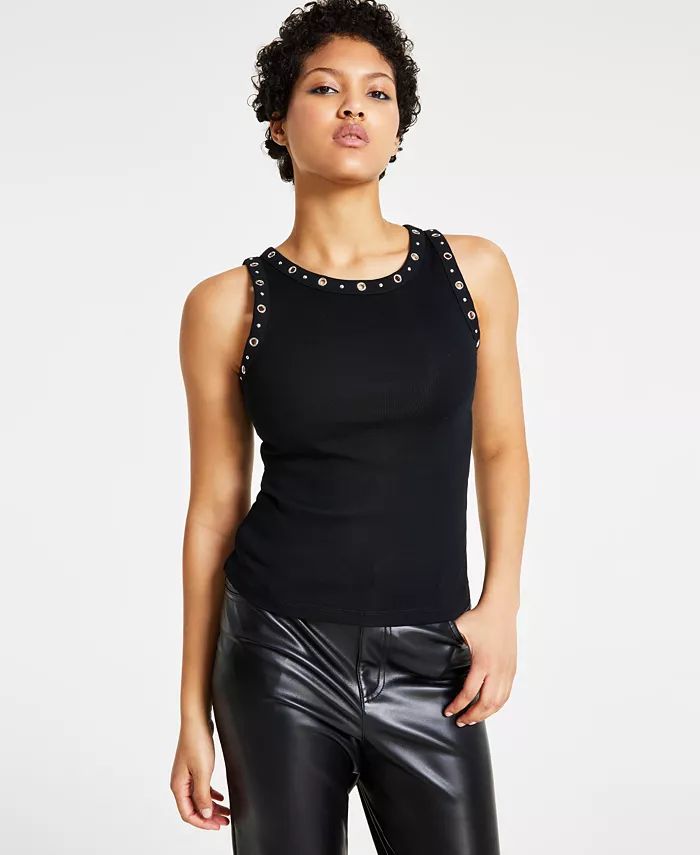 Women's Ribbed Grommet-Trim Tank Top, Created for Macy's | Macy's