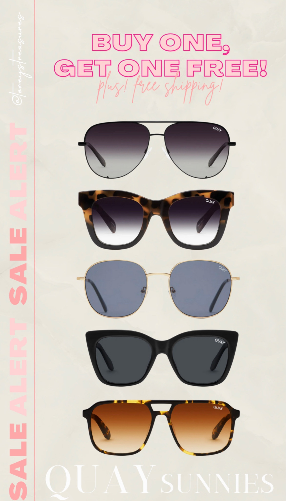 Quay sunglasses sale!!!! Buy one get one FREE 

#LTKunder50 #LTKstyletip #LTKsalealert