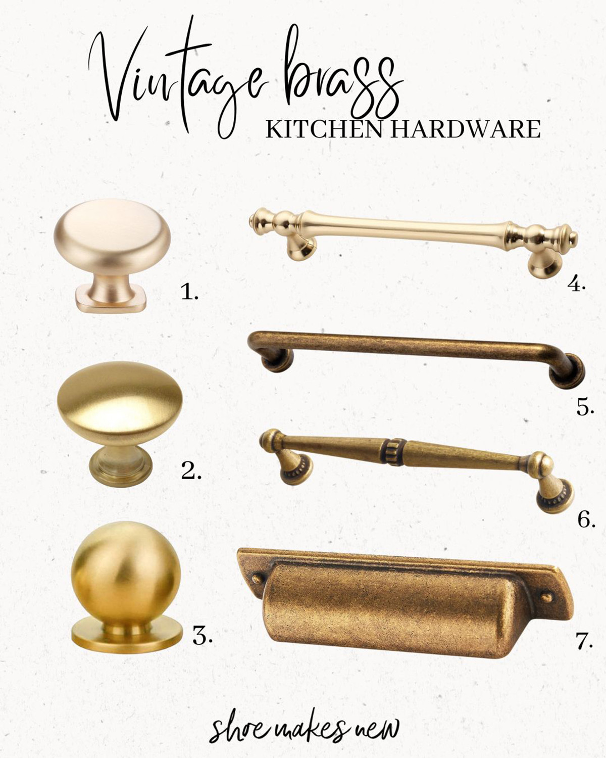 Vintage brass kitchen hardware is a fantastic choice for adding a touch of timeless elegance to your kitchen. One of the best things about it is its classic look, which brings sophistication and charm to any design. Whether your style is traditional or modern, the warm, rich tones of brass fit right in. 

 #LTKHome