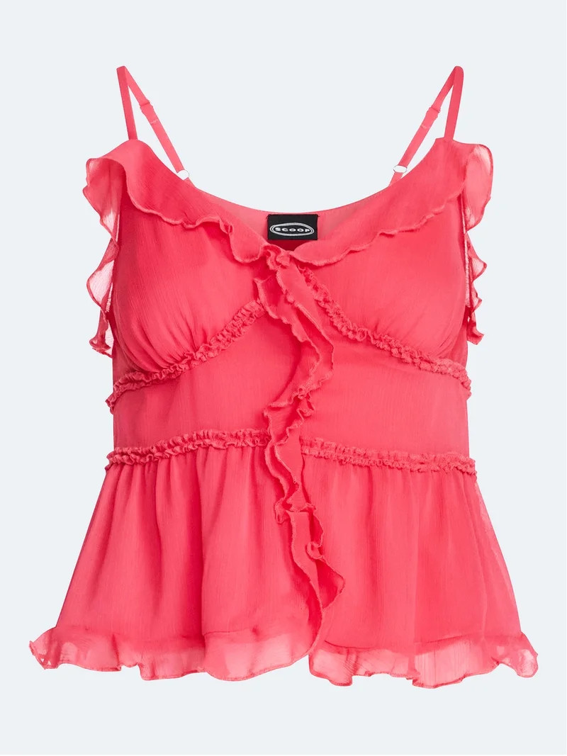 Scoop Women's and Women's Plus Ruffle Camisole Tank Top, Sizes XS-4X | Walmart (US)