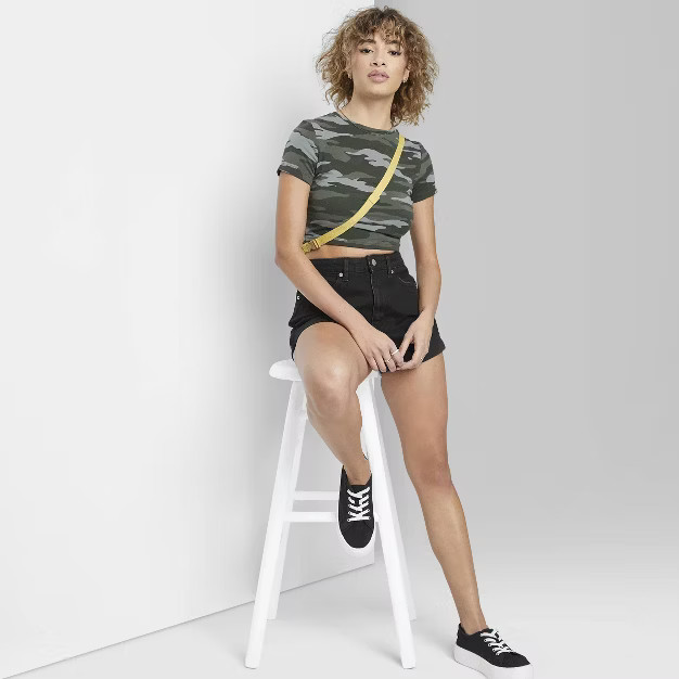 Women's Super-High Rise Curvy Rolled Cuff Mom Jean Shorts - Wild Fable™ | Target